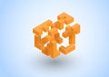 Geometric compose tridimension cubes puzzle. Royalty Free Stock Photo