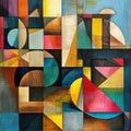 Abstract Geometric Composition with Colorful Shapes and Textures Royalty Free Stock Photo