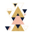 Abstract geometric composition with decorative triangles.