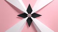 Abstract geometric composition featuring layered black, white, and pink star shapes with symmetrical triangular elements Royalty Free Stock Photo