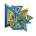 Abstract geometric composition featuring layered multicolored triangles Royalty Free Stock Photo