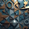 Abstract geometric composition featuring a mix of metallic bronze and Royalty Free Stock Photo