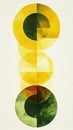 Abstract geometric composition featuring overlapping circles in shades of yellow and green Royalty Free Stock Photo