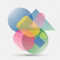 Shapes are rendered in pastel hues such as blue pink green yellow and Royalty Free Stock Photo