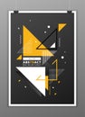 Abstract geometric composition forms modern background with decorative triangles and patterns backdrop vector illustration