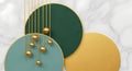 Abstract Geometric Composition with Golden Spheres on Marble Background Royalty Free Stock Photo