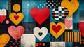 Abstract Geometric Composition with Hearts and Circles Royalty Free Stock Photo