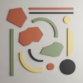 Abstract geometric composition on a neutral background, featuring various Royalty Free Stock Photo
