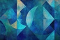 Abstract Geometric Composition with Overlapping Shapes in Blue Hues