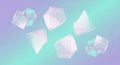 Abstract geometric composition of scattered triangular shapes in gradient pastel colors on blue and purple background Royalty Free Stock Photo