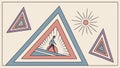 Abstract geometric composition of triangles creating a layered design vector design Generative AI Royalty Free Stock Photo