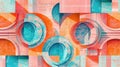 Abstract geometric composition with vibrant colors and circular forms, exploring visual harmony