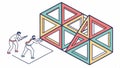 Abstract geometric construction, modern structural design vector design Generative AI