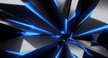 Abstract Geometric Crystal Formation with Glowing Blue Light Rays fractal sharp Royalty Free Stock Photo