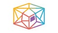 Abstract Geometric Cube Frame Outline Vector Icon, vector design Generative AI Royalty Free Stock Photo