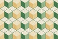 Abstract geometric cube pattern with green and yellow shapes Royalty Free Stock Photo