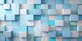 Abstract geometric cube wall design in pastel blues and greys. Generative AI Royalty Free Stock Photo