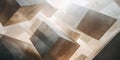Abstract Geometric Cubes Floating in a Surreal Light Environment with Soft Shadows and Warm Tones