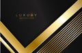 Abstract geometric 3d background with realistic gold effect. Vector geometric illustration of golden shape on dark metal surface. Royalty Free Stock Photo