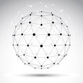 Abstract geometric 3D wireframe object, vector