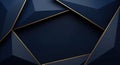 Abstract Geometric Dark Blue and Gold Background, Luxury Polygon Design Royalty Free Stock Photo