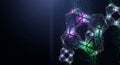 Abstract geometric data structure glows purple green Royalty Free Stock Photo
