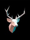 Abstract geometric deer head on the black background. Origami paper Scandinavian style poster Royalty Free Stock Photo