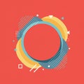 Abstract geometric design with a central circle on a coral background. The circle is Royalty Free Stock Photo