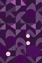 An abstract geometric design in deep purple and pink, blending triangles, circles, and organic shapes. The composition creates Royalty Free Stock Photo