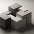 Abstract geometric design featuring interlocking 3D cubes in shades of gray Royalty Free Stock Photo