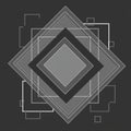 Abstract geometric design featuring overlapping squares and diamonds in grayscale.
