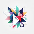 Abstract geometric design featuring overlapping triangles and circles in a Royalty Free Stock Photo