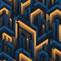 Abstract geometric design with interlocking shapes in navy blue and gold Royalty Free Stock Photo