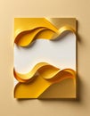 Abstract geometric design with layered yellow paper waves on beige background Royalty Free Stock Photo