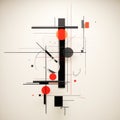 Abstract Geometric Design: Suprematism Vector With Minimalist Black Line