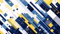 Abstract Geometric Diagonal Pattern with Blue, Yellow, and White Elements Royalty Free Stock Photo
