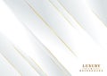 Abstract geometric diagonal white and gray background. Luxury concept design with golden line