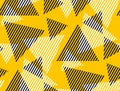 Abstract geometric dynamic triangle and stripe seamless pattern.