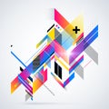 Abstract geometric element with colorful gradients and glowing lights.