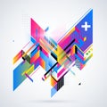 Abstract geometric element with colorful gradients and glowing lights.