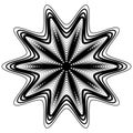 Abstract geometric element with irregular lines. Radial distorted shape Royalty Free Stock Photo