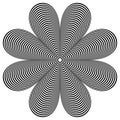 Abstract geometric element. Rotating shape of radial lines with
