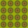 Red regular concentric circles pattern on light green Royalty Free Stock Photo