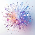 Abstract Geometric Explosion with Glass Shards in Purple Orange and Blue Royalty Free Stock Photo
