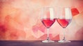 Abstract Geometric Fantasy of Two Wine Glasses on Red Background with Bokeh - Valentines Day Royalty Free Stock Photo