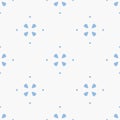 Abstract geometric floral seamless pattern. Simple white and blue vector texture Royalty Free Stock Photo