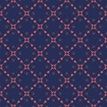 Abstract geometric floral vector seamless pattern in dark blue and coral color Royalty Free Stock Photo