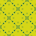 Abstract geometric floral vector seamless pattern in dark green and lime color Royalty Free Stock Photo