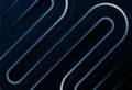 Abstract geometric flow lines on dark background. Modern glowing diagonal rounded lines. Futuristic technology concept.