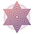 Abstract geometric flower in a circle. Concentric geometry